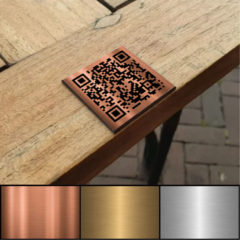 Tafelnummerbordjes QR-code (RVS-look, Messinglook, Bronslook)