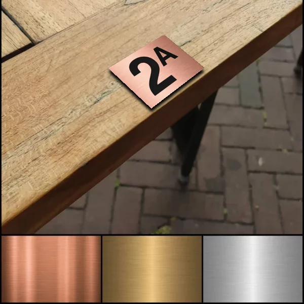 Tafelnummers Kunststof Metaallook - rechthoek