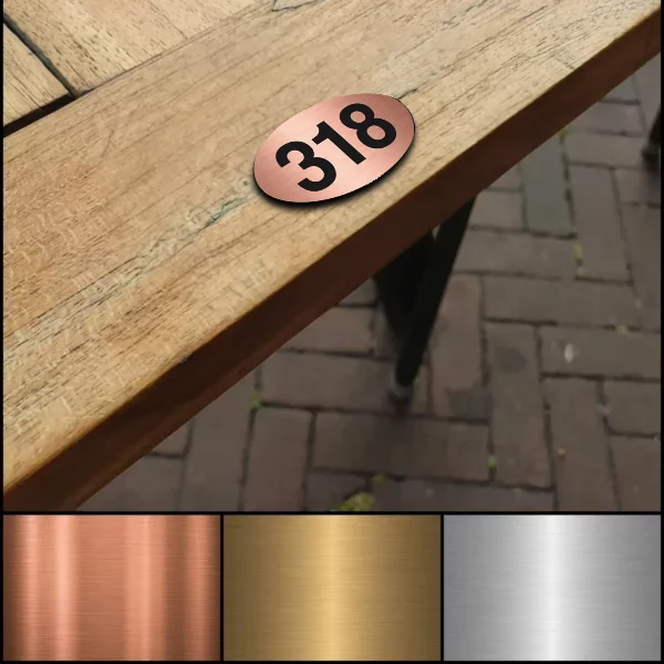 Tafelnummer kunststof Metaal-look - Ovaal